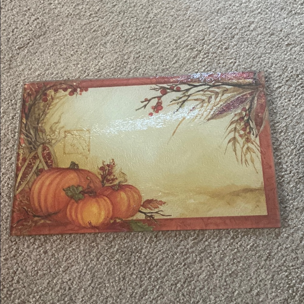Orange and Red Door Mat with Autumn Accents